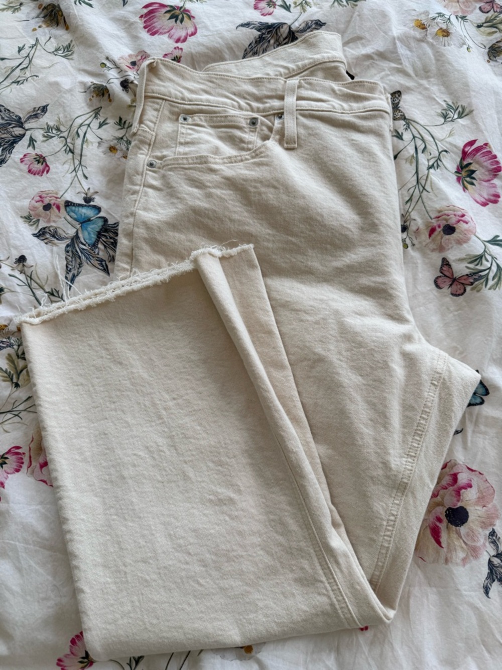 J. Crew Cropped Jeans, Cream (35)
